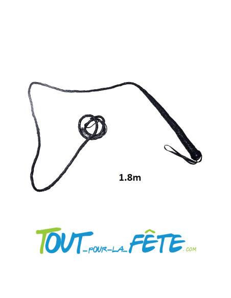 Fouet en cuir noir 1.80m