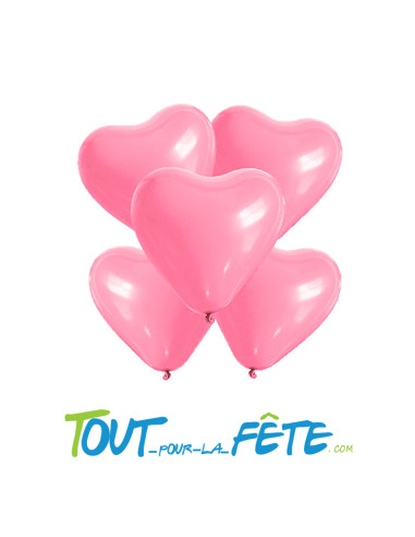 Sachet de 5 Ballons Cœur Rose 26cm