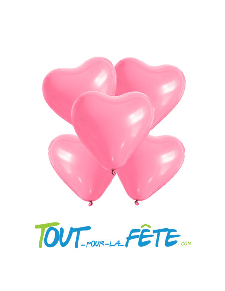 Sachet de 5 Ballons Cœur Rose 26cm