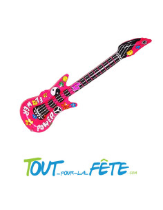 guitare gonflable motifs "flower power" rose 1.05m