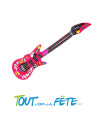 guitare gonflable motifs "flower power" rose 1.05m
