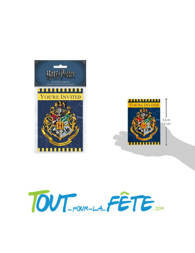 Lot de 8 invitations et enveloppes Harry Potter