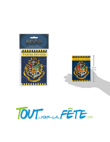 Lot de 8 invitations et enveloppes Harry Potter