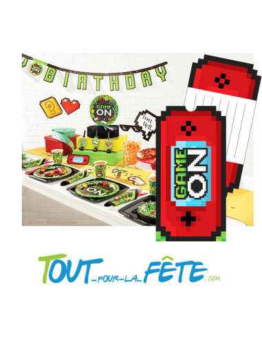Lot de 8 cartons d'invitations jeux vidéo