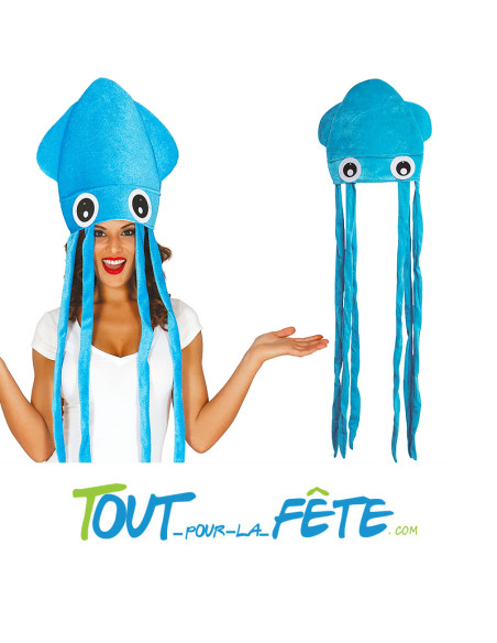 Chapeau pieuvre bleu