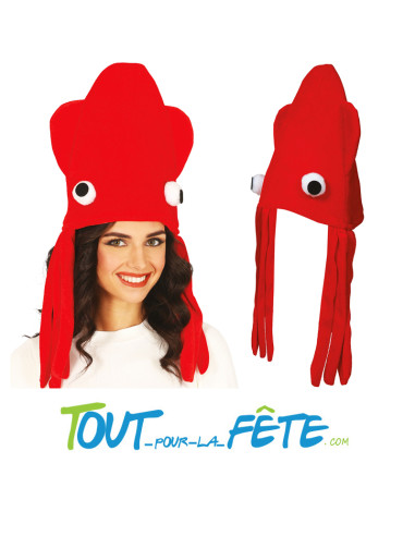 Chapeau pieuvre rouge 55cm