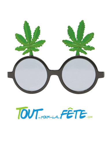 Lunettes noires avec feuilles de marihuana