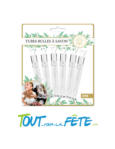Tubes Bulles à Savon 6 pièces vive les mariés