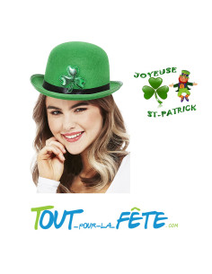 Chapeau melon vert St Patrick feutrine 2