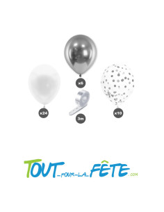 Kit de 40 ballons couleur blanc argent 2