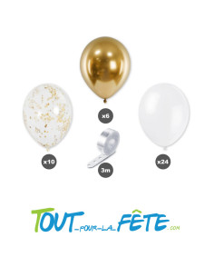 Kit de 40 ballons couleur blanc or 2