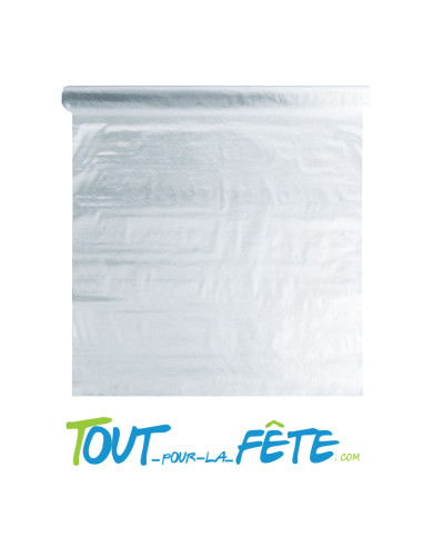 Nappe Harmony métallique argent brillant intissé 5 mètres
