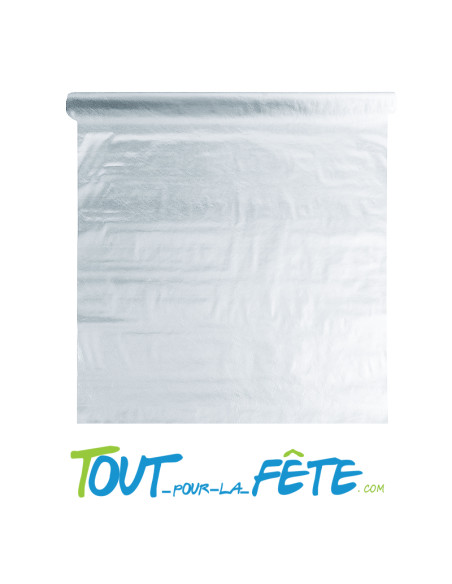 Nappe Harmony métallique argent brillant intissé 5 mètres