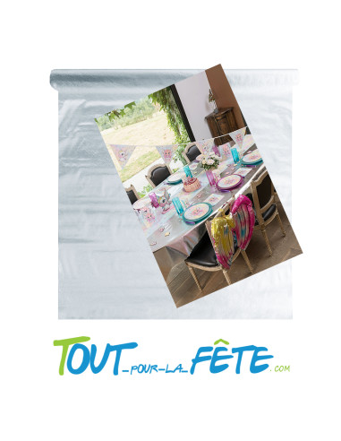 Nappe Harmony métallique argent brillant intissé 5 mètres