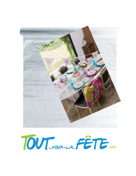Nappe Harmony métallique argent brillant intissé 5 mètres