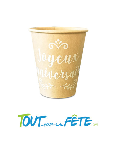 Lot de 6 gobelets joyeux anniversaire kraft
