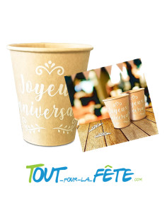 Lot de 6 gobelets joyeux anniversaire kraft 2