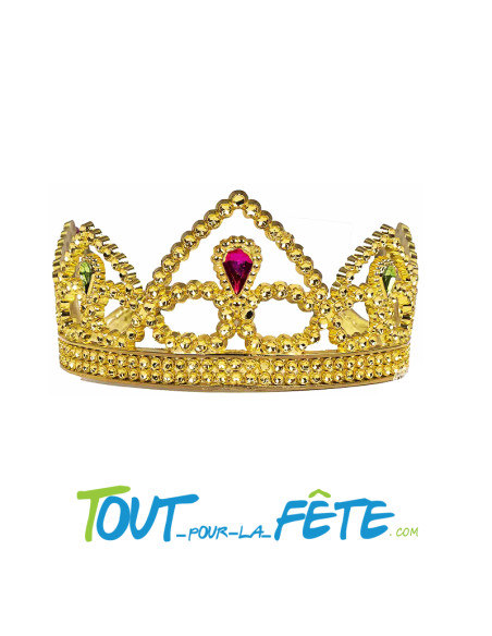 Couronne de princesse or avec fausses pierres précieuses