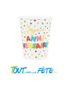 Lot de 10 gobelets joyeux anniversaire multicolore