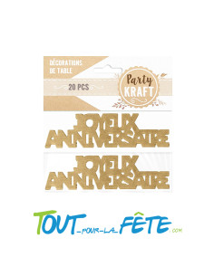 Lot de 20 décorations de table  Joyeux Anniversaire Kraft 2