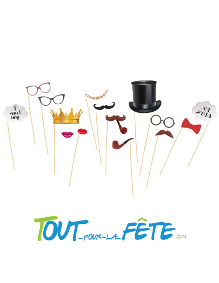Kit de 15 accessoires photobooth "vintage"