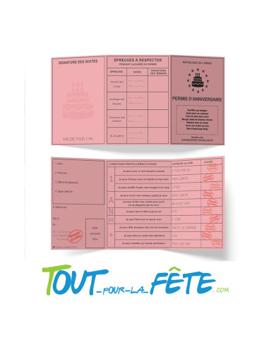Permis humoristique joyeux anniversaire