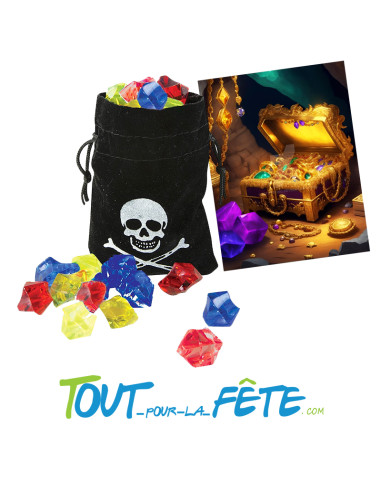 Bourse de pirate avec fausses pierres précieuses