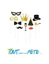 Kit de 10 accessoires photobooth noir et or