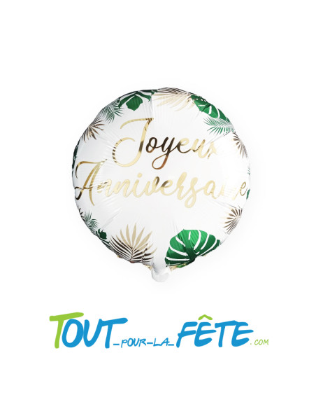 Ballon aluminium joyeux anniversaire tropical 35cm