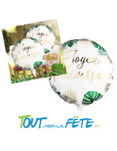 Ballon aluminium joyeux anniversaire tropical 35cm 2