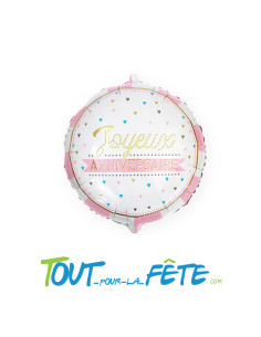 Ballon aluminium joyeux anniversaire rose 35cm