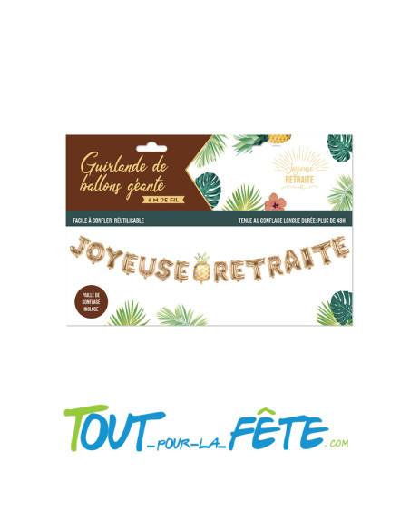 Guirlande de ballons joyeuse retraite or 3m