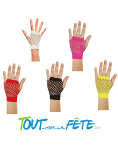 2 mitaines courtes résille adulte plusieurs couleurs
