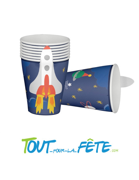 8 gobelets espace en papier 8 cm