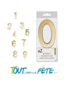 Bougie chiffre géante or 13 cm