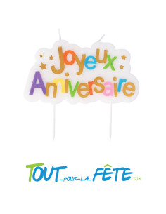 Bougie joyeux anniversaire multicolore