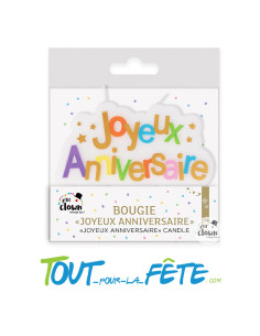 Bougie joyeux anniversaire multicolore 2
