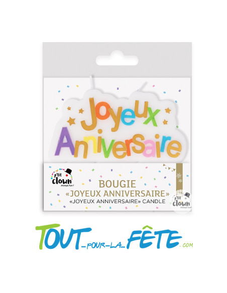 Bougie joyeux anniversaire multicolore