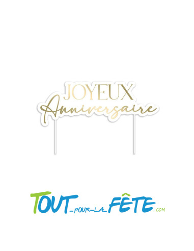 Top gâteau or joyeux anniversaire tropical