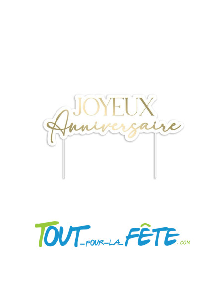Top gâteau or joyeux anniversaire tropical