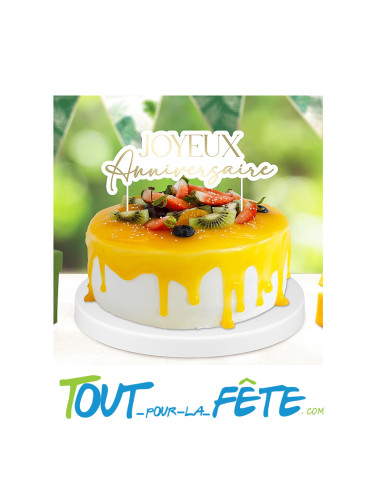 Top gâteau or joyeux anniversaire tropical