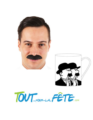 Moustache Dupont noire 8 cm