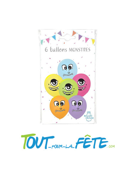 Sachet de 6 ballons en latex Monstre