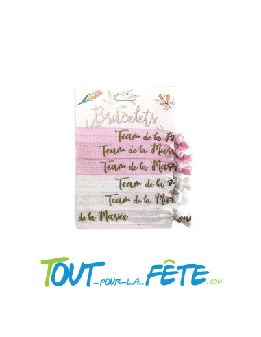 Set de 6 bracelets en tissus Team de la mariée