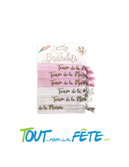 Set de 6 bracelets en tissus Team de la mariée
