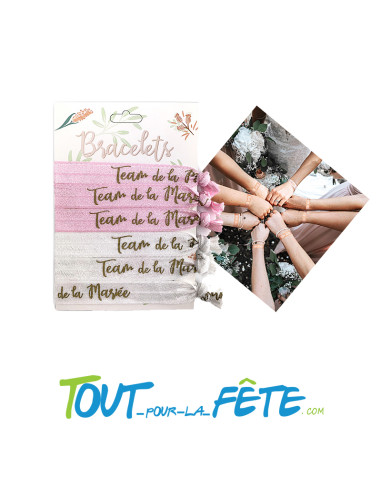 Set de 6 bracelets en tissus Team de la mariée