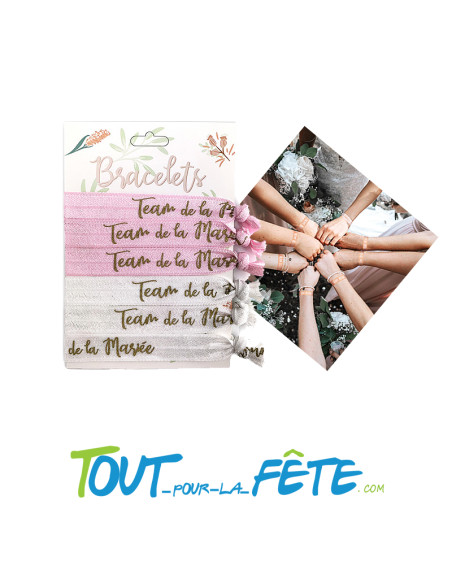 Set de 6 bracelets en tissus Team de la mariée