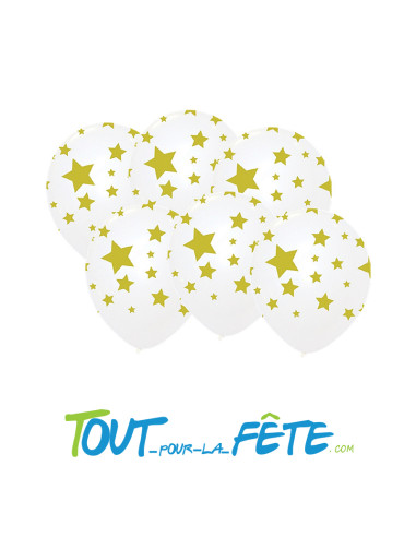 Sachet de 6 ballons latex avec motif étoile