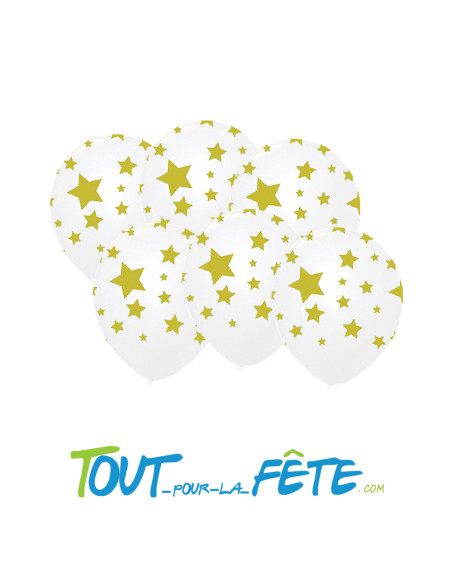 Sachet de 6 ballons latex avec motif étoile