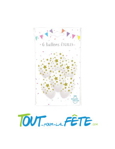 Sachet de 6 ballons latex avec motif étoile 2